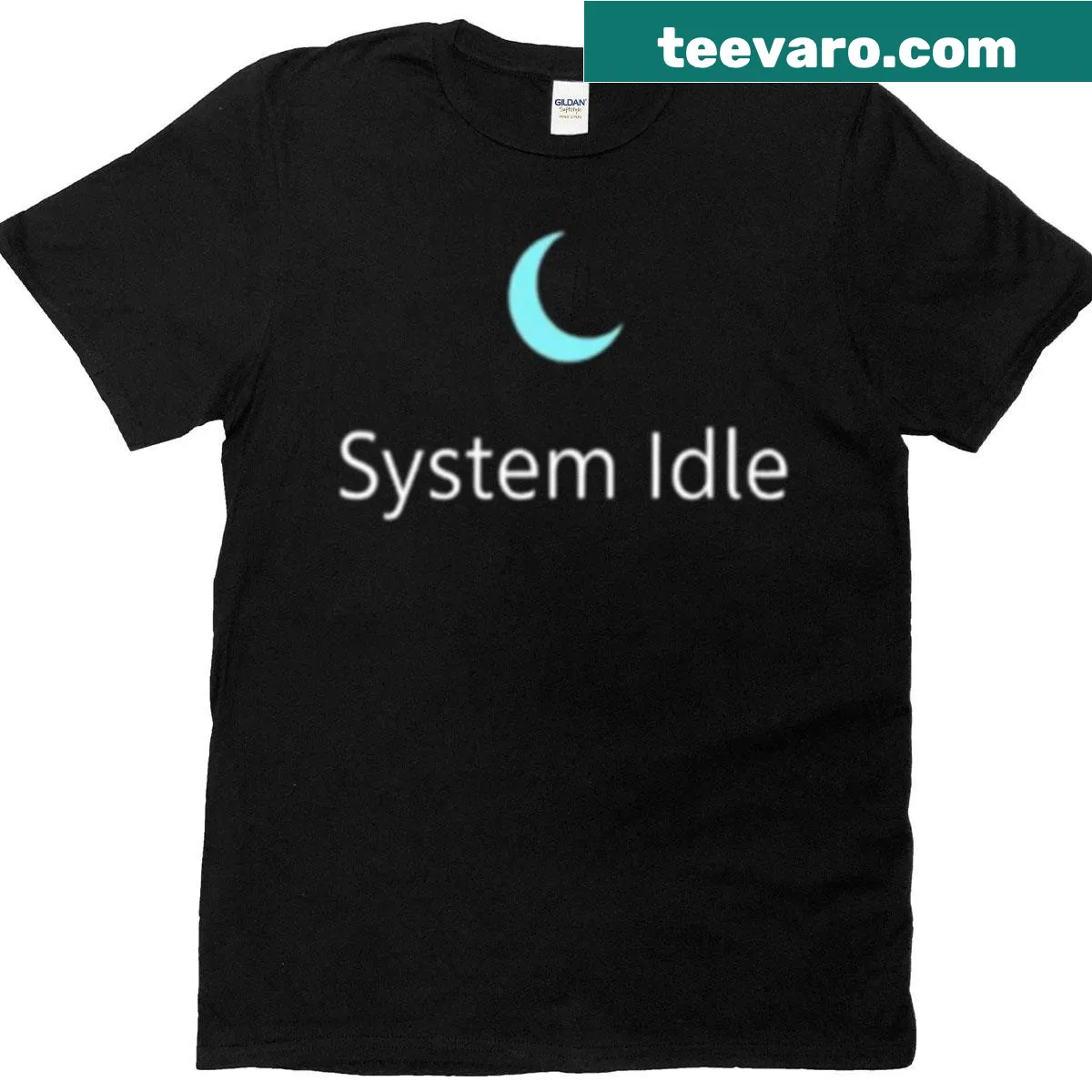 Minimalist line-art design indicating 'system idle' on a T-shirt — on a men's t-shirt