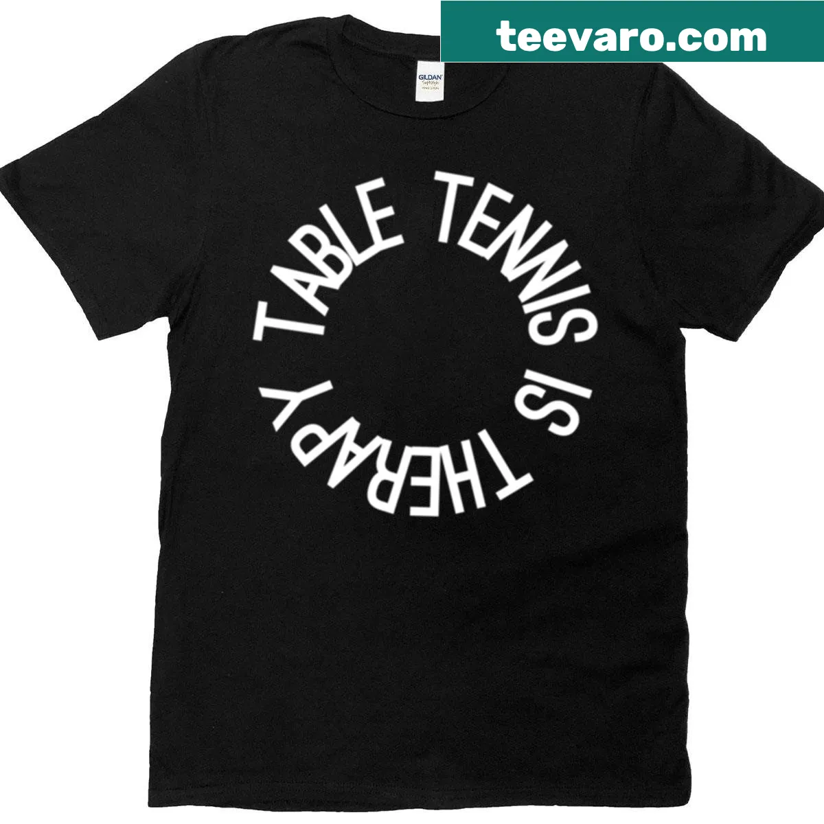 Funny table tennis therapy shirt with bold text — on a men's t-shirt