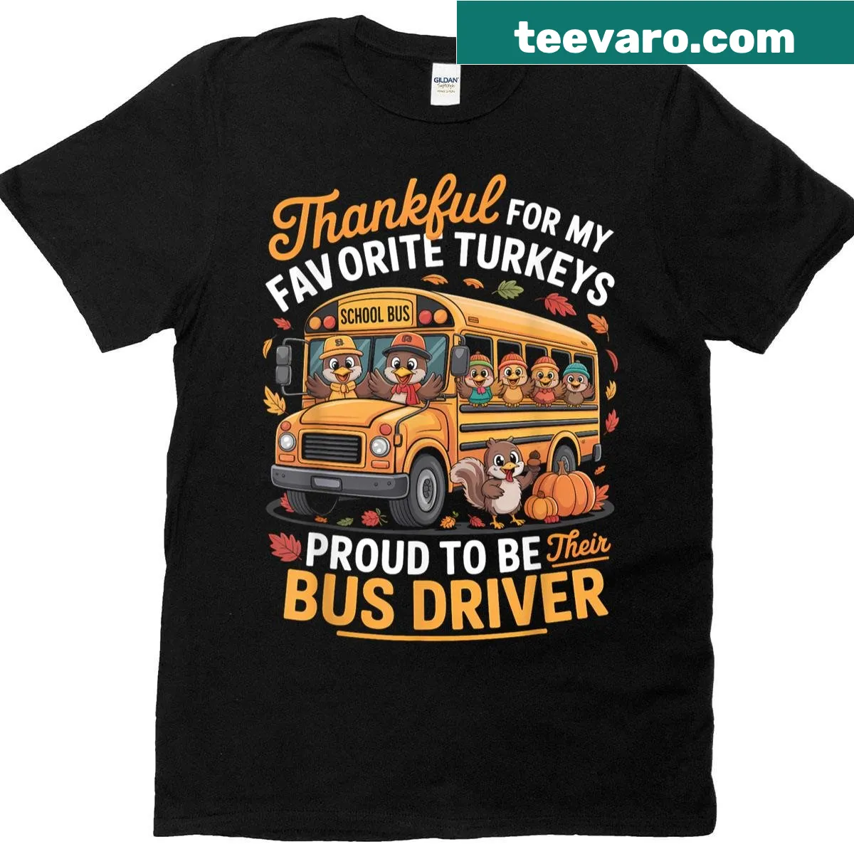 Proud turkey bus driver T-shirt with playful graphic — on a men's t-shirt