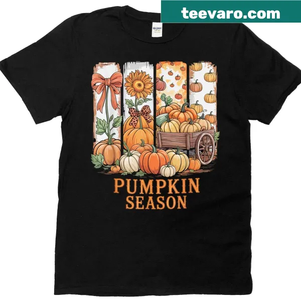 Thanksgiving T-shirt with pumpkin design and coquette bow