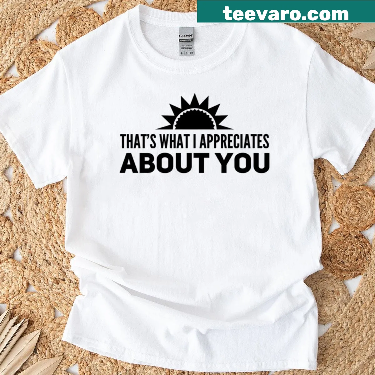 Heartfelt phrase graphic on a T-shirt celebrating appreciation — on a men's t-shirt