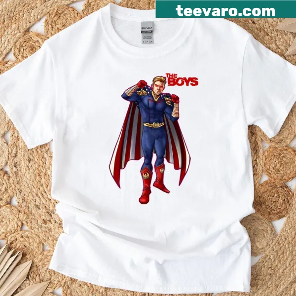 Funny t-shirt for boys featuring a strong cartoon character illustration