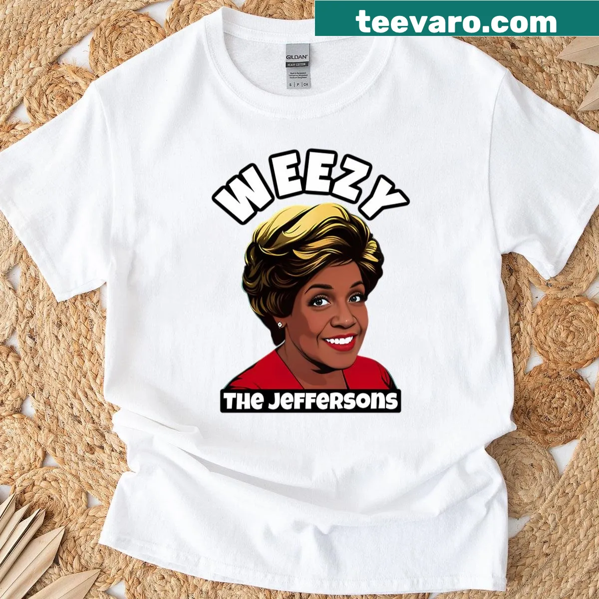 Oversized T-shirt featuring a design inspired by Weezy from The Jeffersons. — on a men's t-shirt