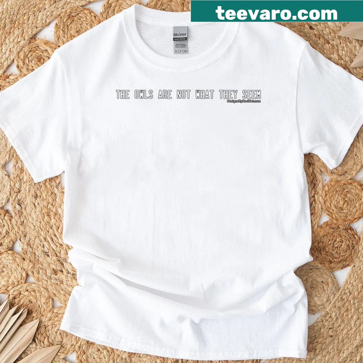 Mystery-themed t-shirt featuring the phrase 'The Owls Are Not What They Seem' — on a men's t-shirt