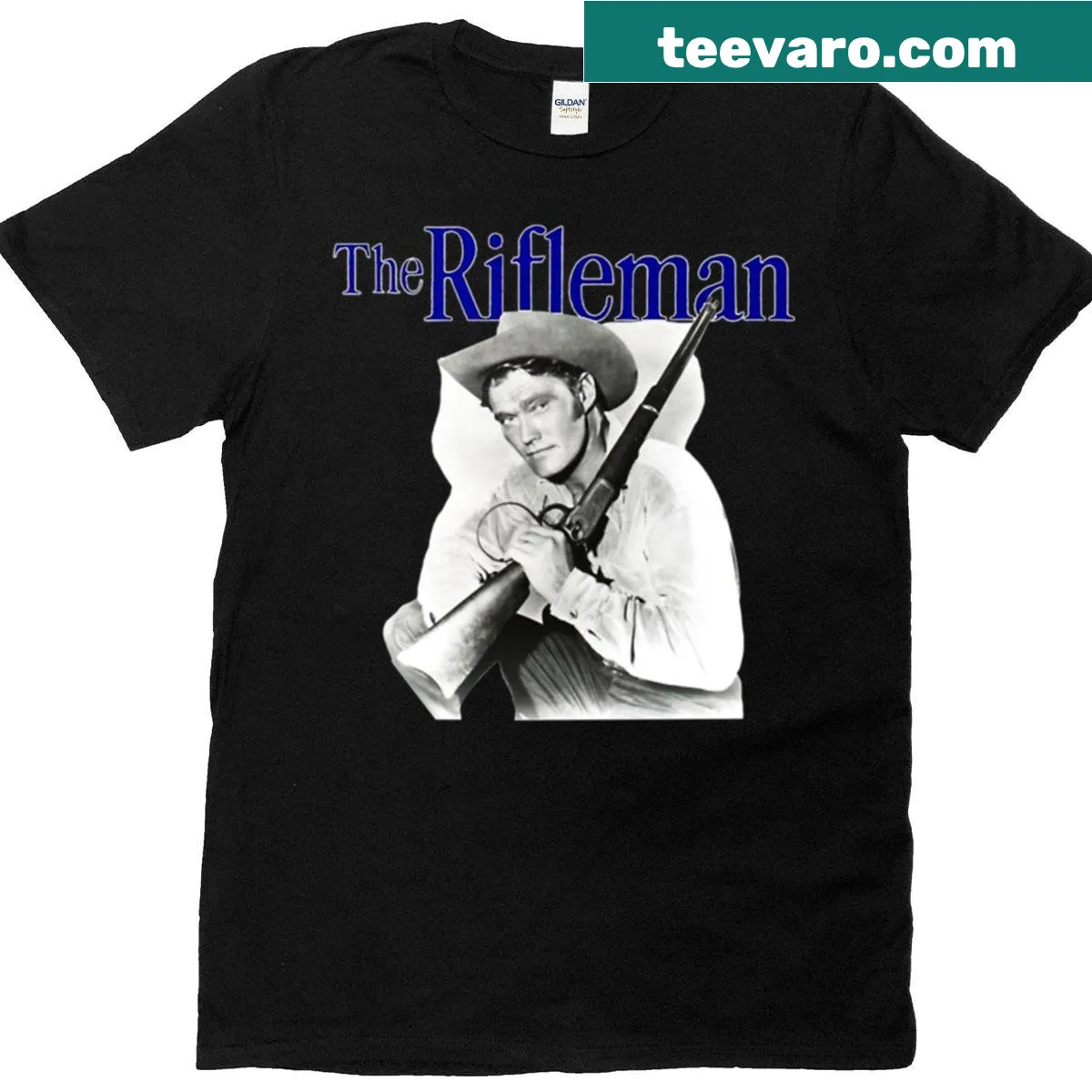 Vintage-style t-shirt inspired by the classic series 'The Rifleman' — on a men's t-shirt