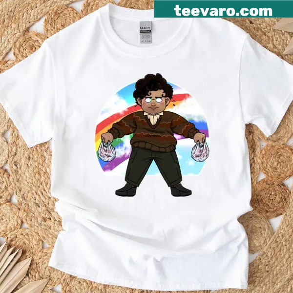 Oversized t-shirt with humorous vampire familiar design