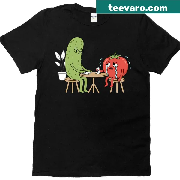 Cartoon design of a tomato needing help on a T-shirt