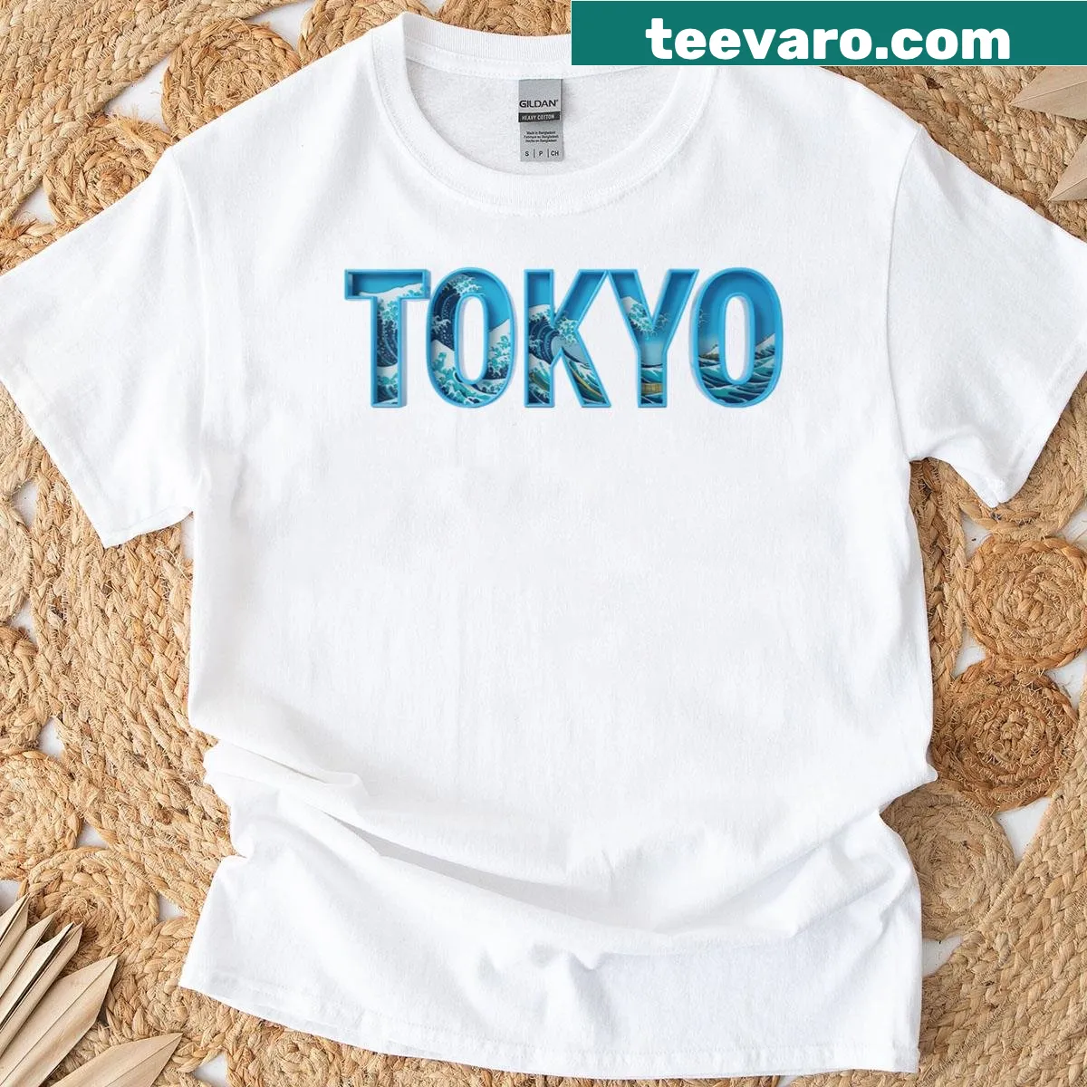 Graphic T-shirt inspired by Tokyo travel — on a men's t-shirt