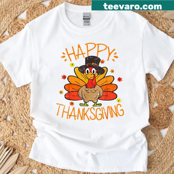 Matching family Thanksgiving t-shirt featuring a playful turkey graphic