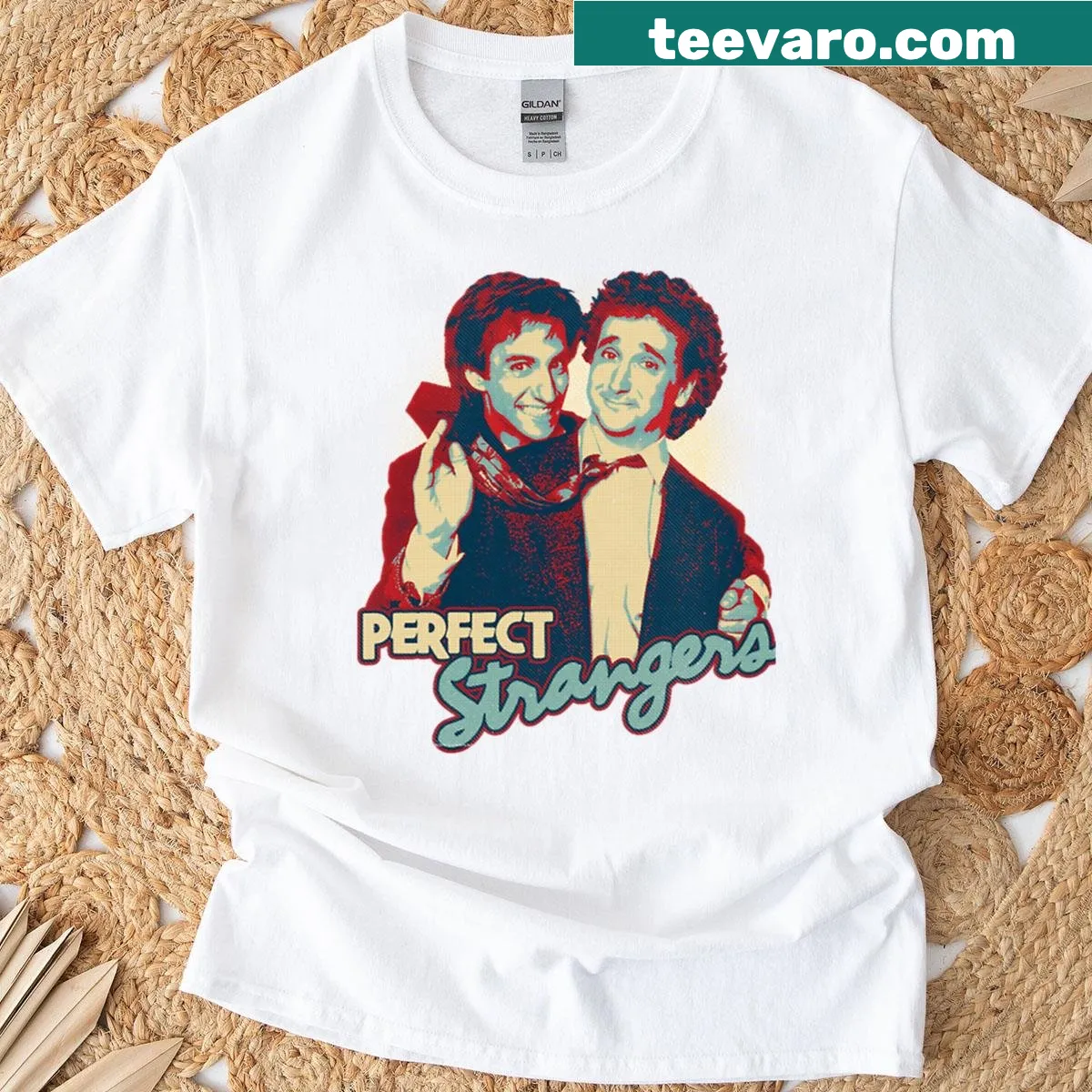 T-shirt featuring retro graphic inspired by Perfect Strangers — on a men's t-shirt