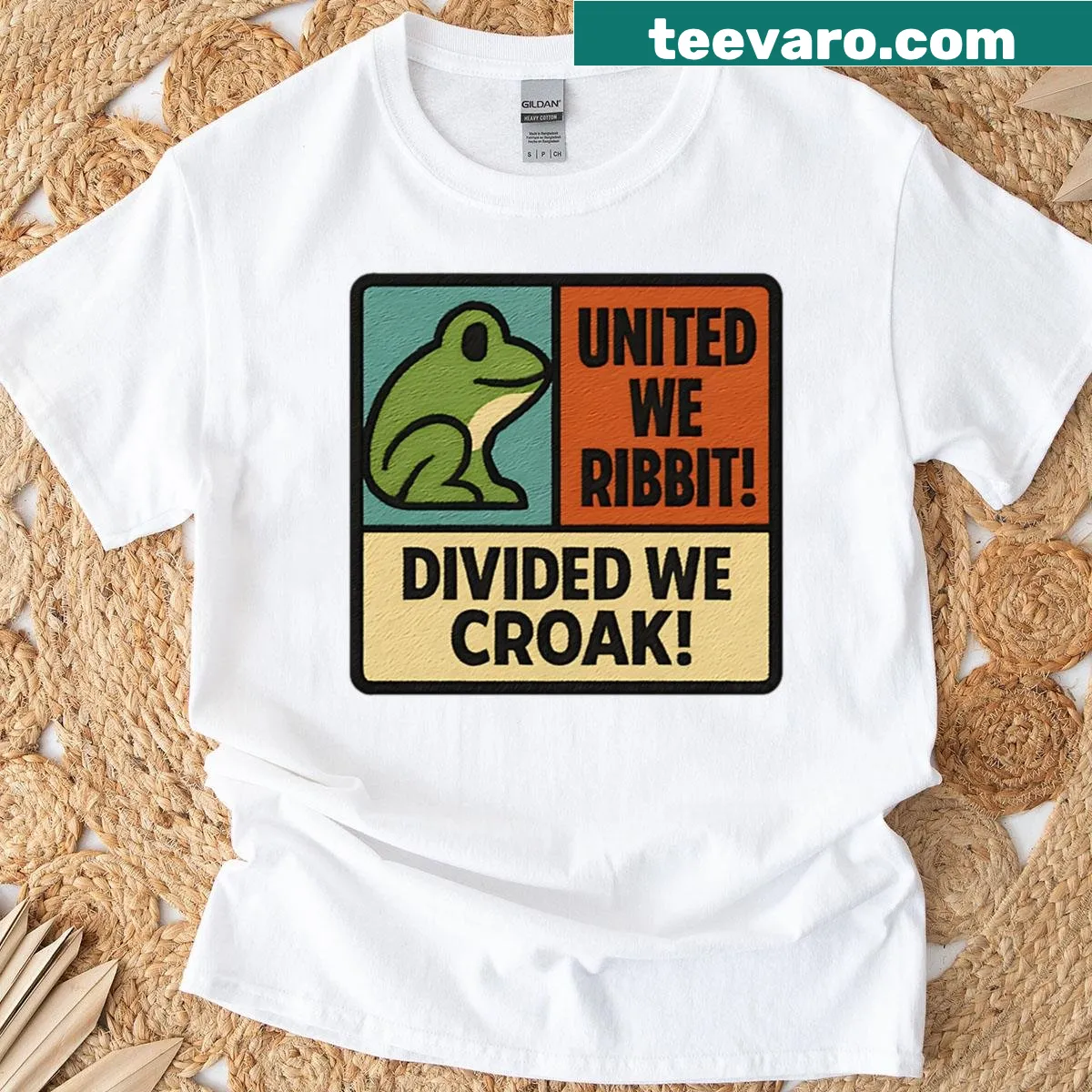 Funny frog quote t-shirt with playful design — on a men's t-shirt