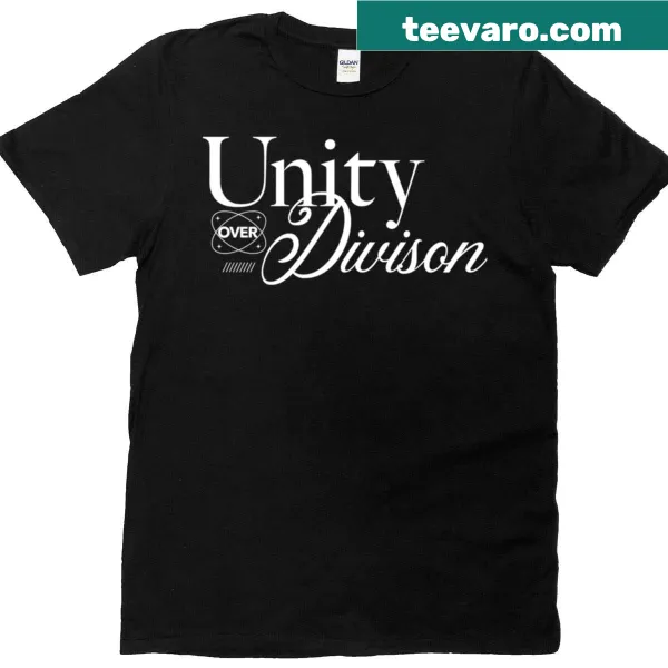 Oversized t-shirt with the phrase 'Unity Over Division' in bold text