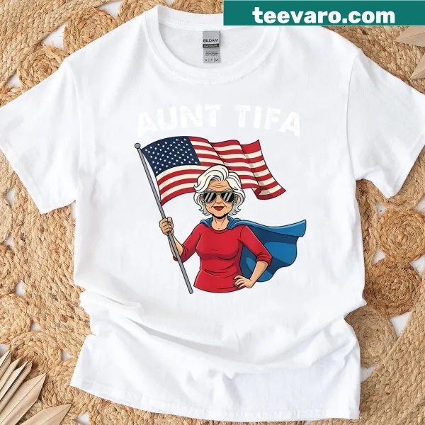 Vintage Aunt Tifa t-shirt with America flag design