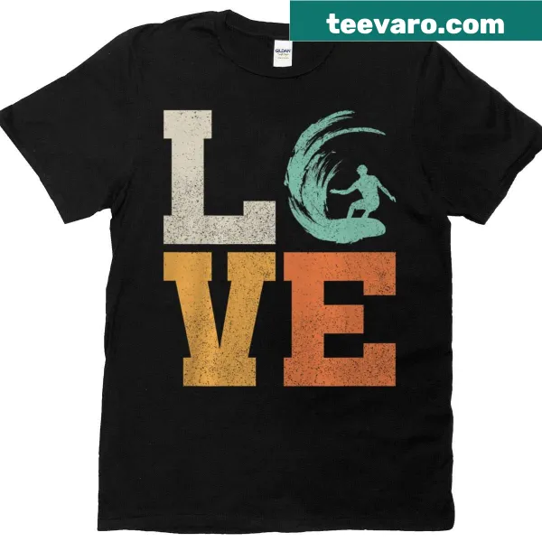 Vintage surfer t-shirt featuring retro surfing graphics and text