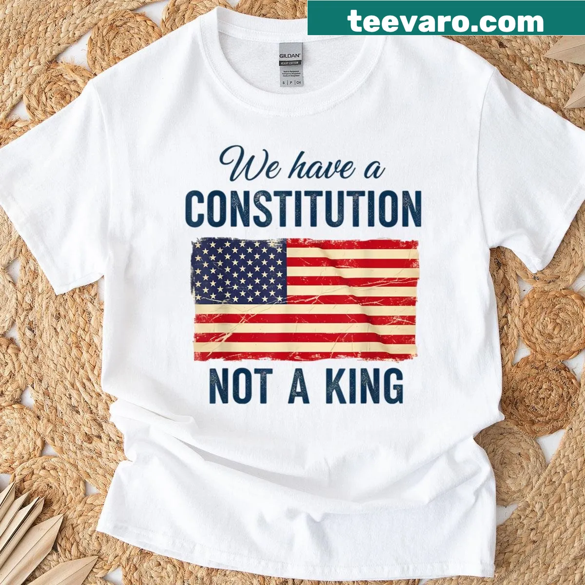 Bold typography shirt promoting constitutional rights, no kings — on a men's t-shirt