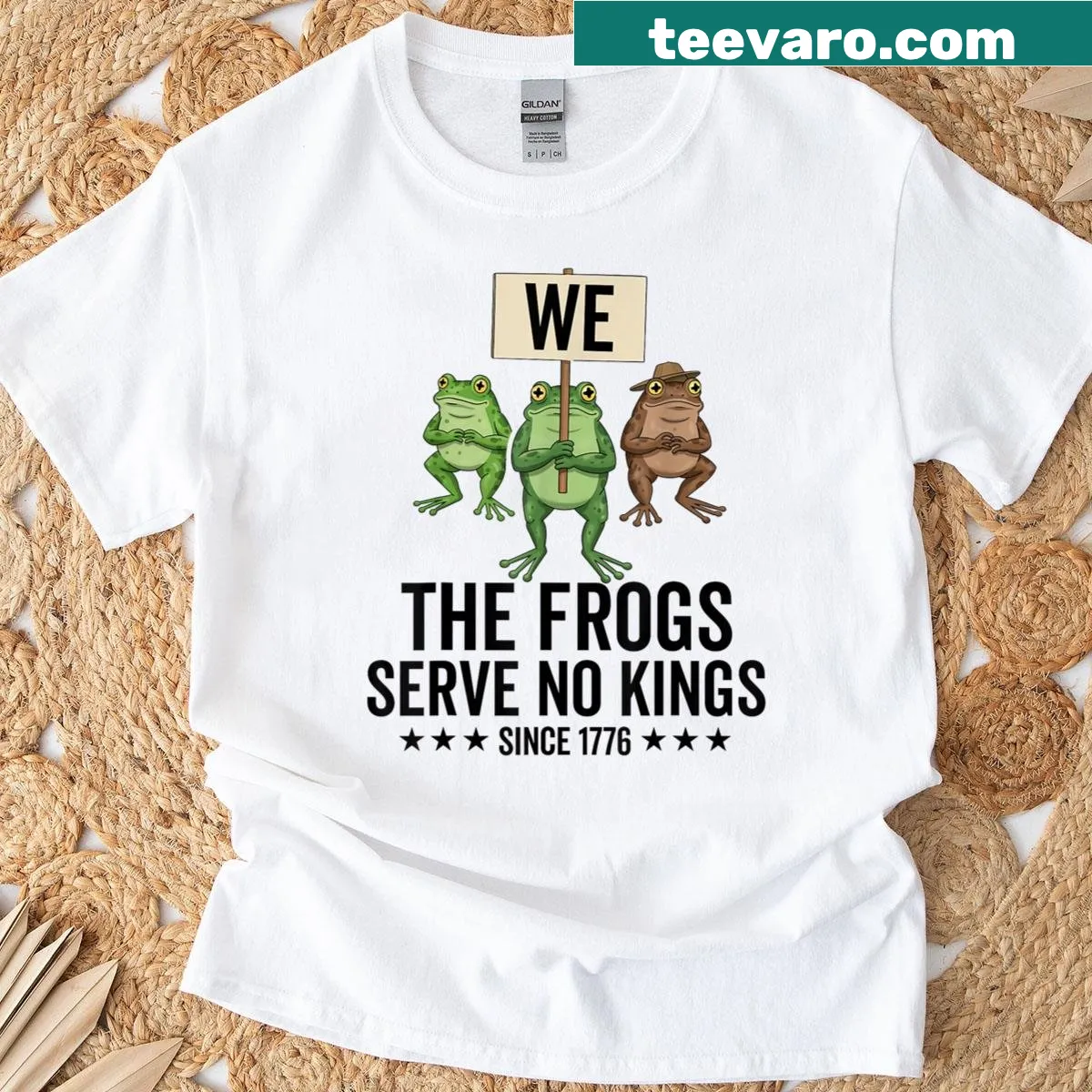 Patriotic frog design with 'We The People' text on t-shirt — on a men's t-shirt