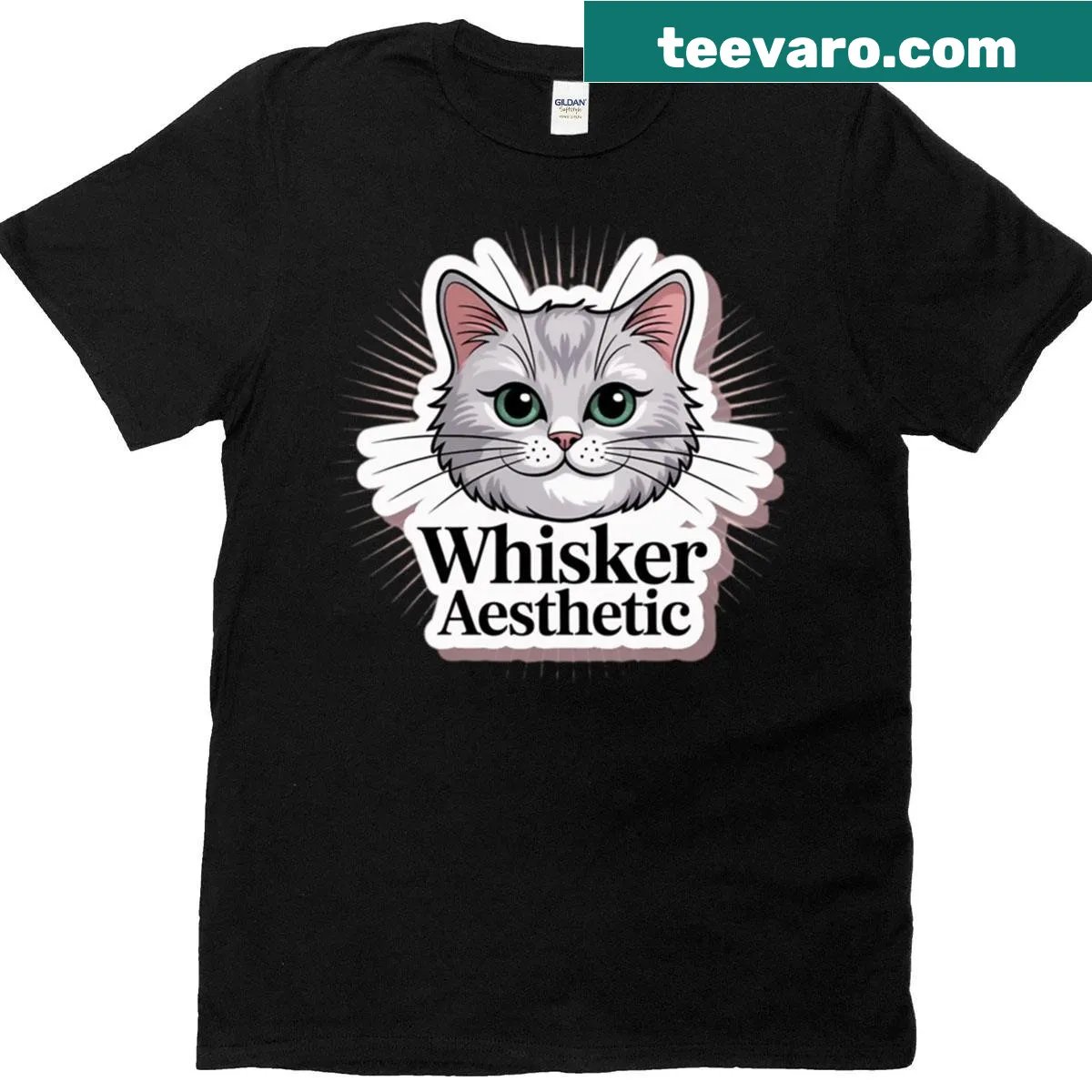 Illustrative design focusing on cat whiskers — on a men's t-shirt