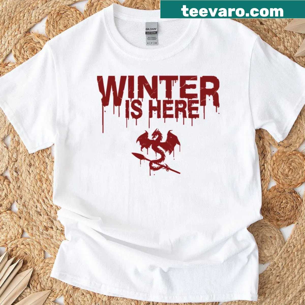 Illustration of a majestic winter dragon on a t-shirt — on a men's t-shirt