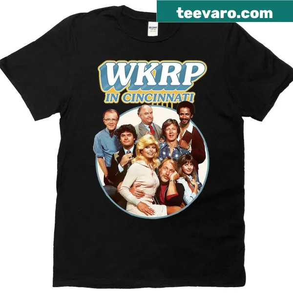 Vintage-style T-shirt featuring WKRP in Cincinnati graphic