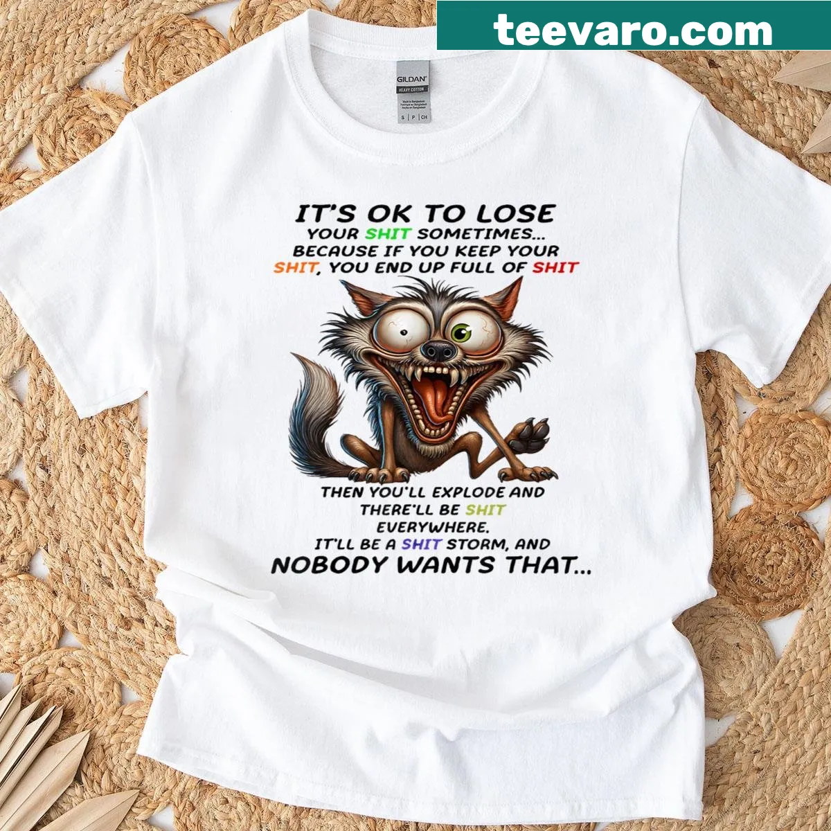 Wolf graphic t-shirt with motivational text — on a men's t-shirt