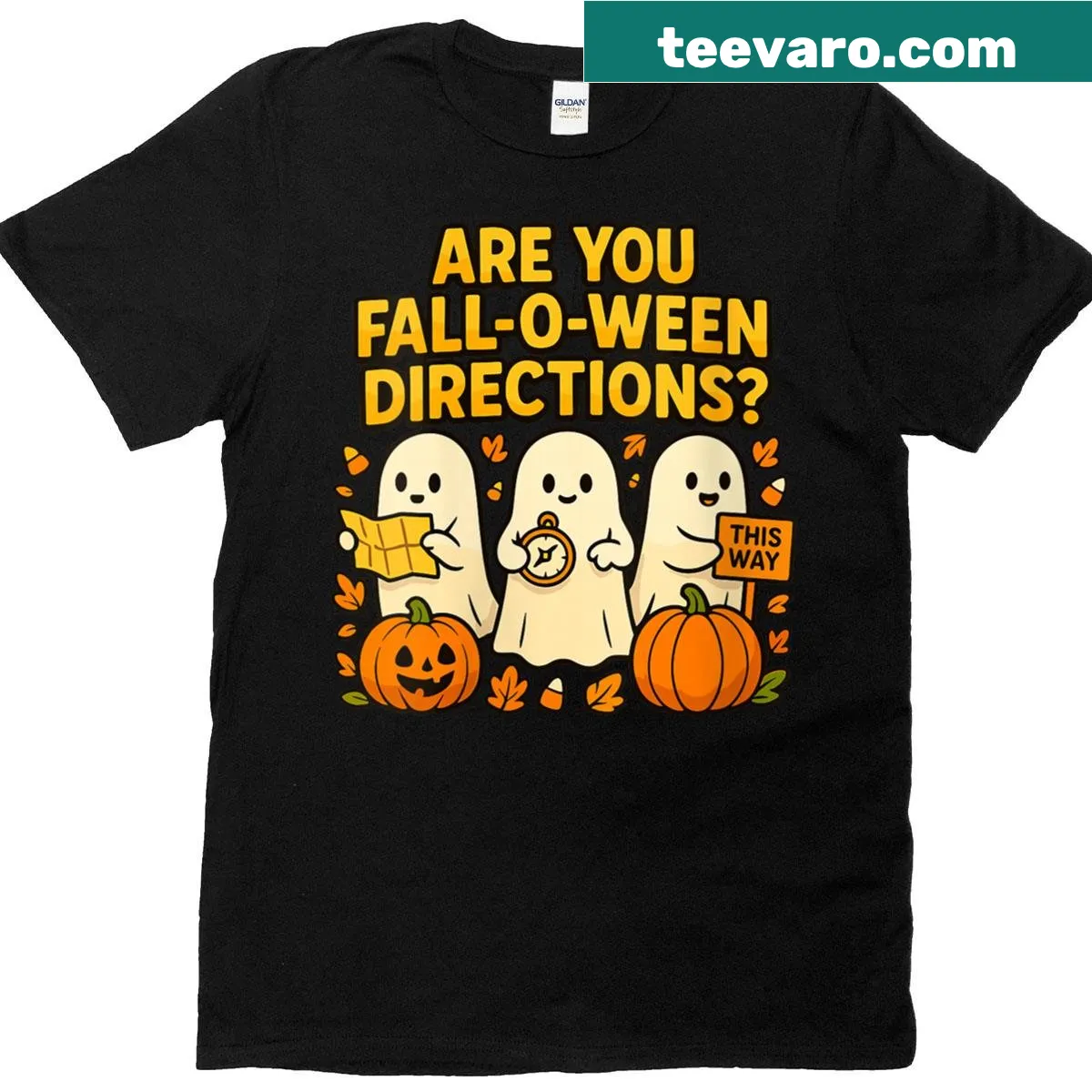 Playful Halloween t-shirt with directions for celebrations — on a men's t-shirt