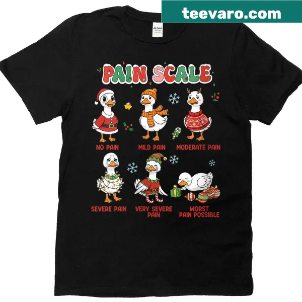 Edgy Christmas t-shirt with coquette pain scale goose design