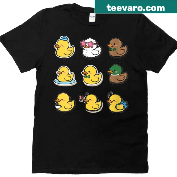 Cute rubber duck graphic t-shirt in kawaii style