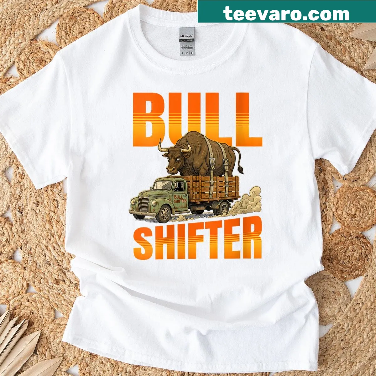 Funny bull shifter joke T-shirt for women, designed for farmers and ranchers — on a men's t-shirt