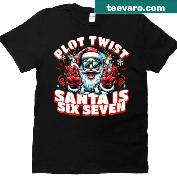 Funny T-shirt with 'Santa Plot Twist' graphic for Christmas