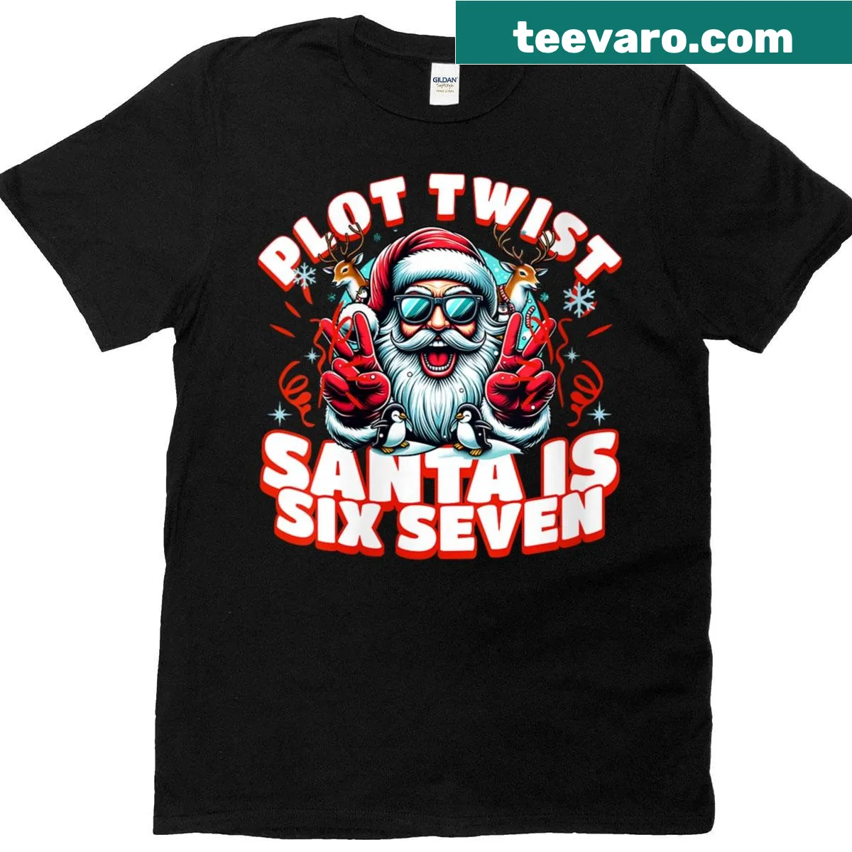 Funny T-shirt with 'Santa Plot Twist' graphic for Christmas — on a men's t-shirt