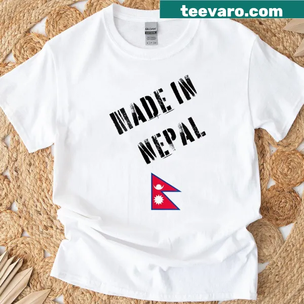 Funny T-shirt featuring the Nepal flag with text