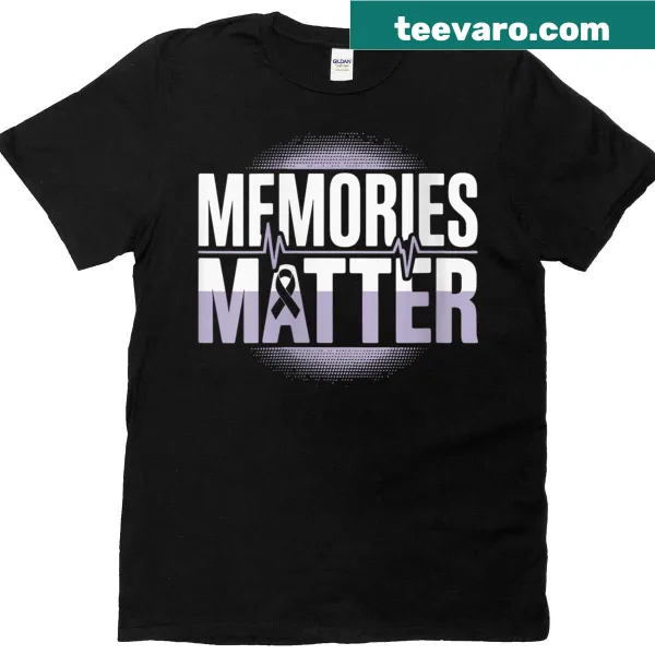 T-shirt featuring heartbeat and purple ribbon for Alzheimer's awareness