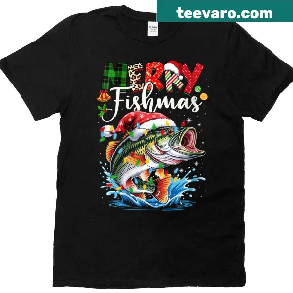 Merry Fishmas t-shirt with playful fish illustrations for Christmas
