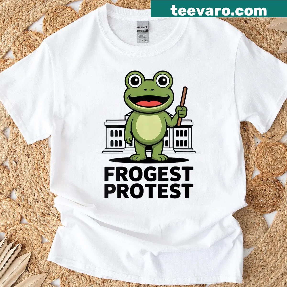 Funny Portland frog protest meme T-shirt for men and women — on a men's t-shirt
