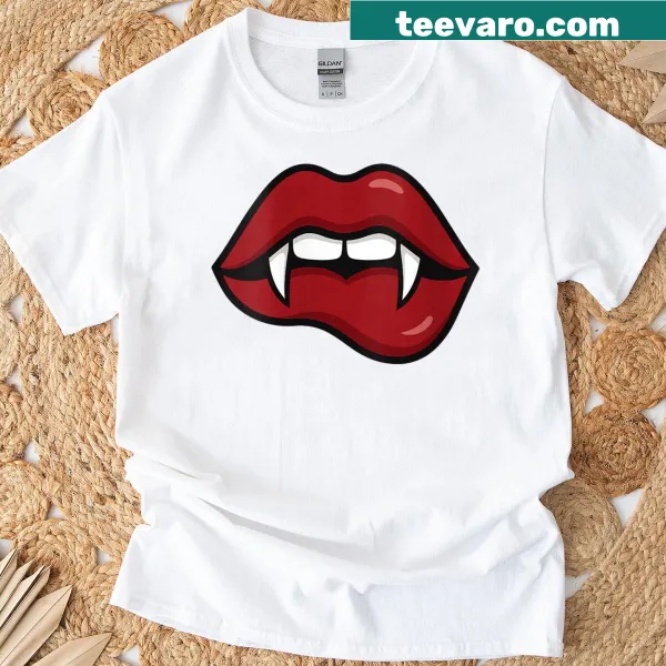 Halloween t-shirt featuring sexy vampire lips design
