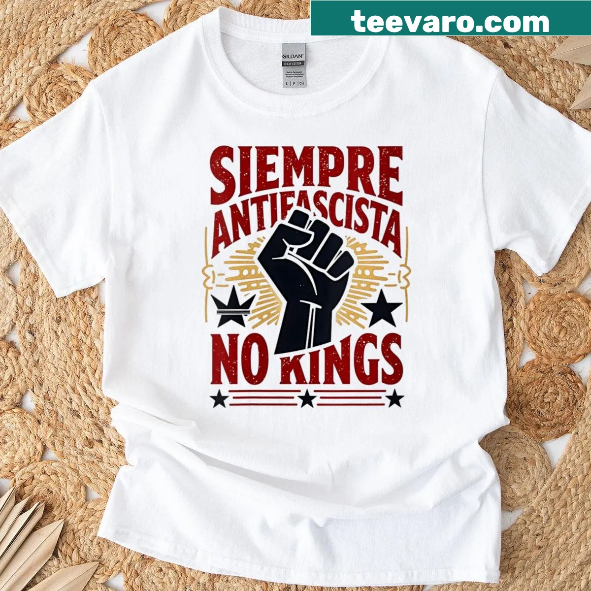 Bold antifascist message shirt for women promoting pro-democracy — on a men's t-shirt