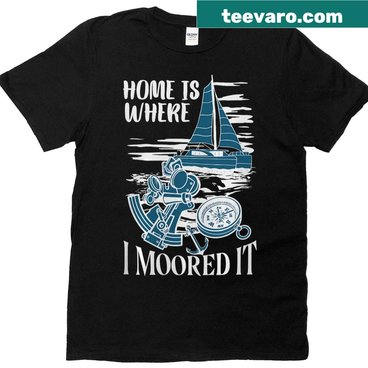 Humorous sailing-themed T-shirt with playful typography celebrating yachting. — on a men's t-shirt