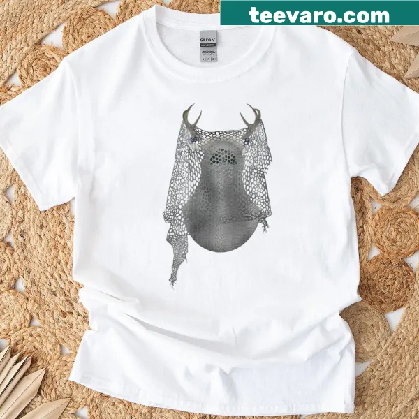 Artistic t-shirt featuring antlers and floral designs inspired by Yellowjackets