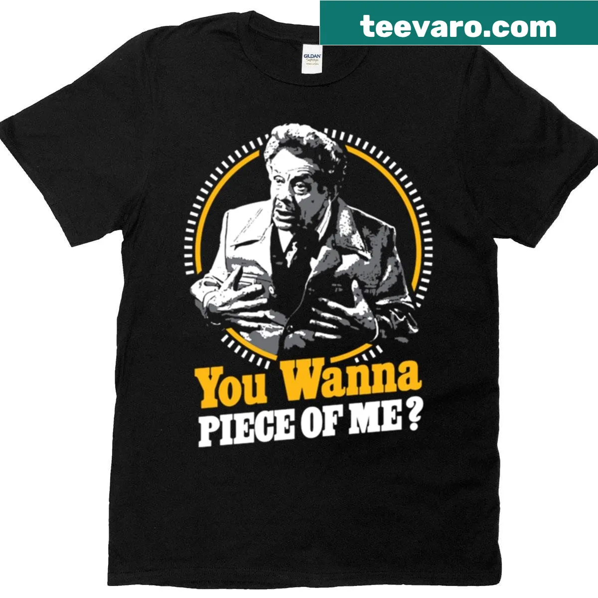 Edgy typographic T-shirt with the phrase 'You Wanna Piece Of Me' — on a men's t-shirt