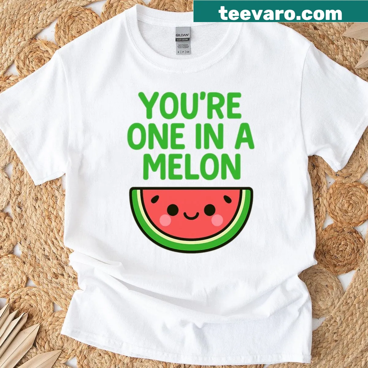 Cute kawaii watermelon pun illustration on an oversized T-shirt — on a men's t-shirt
