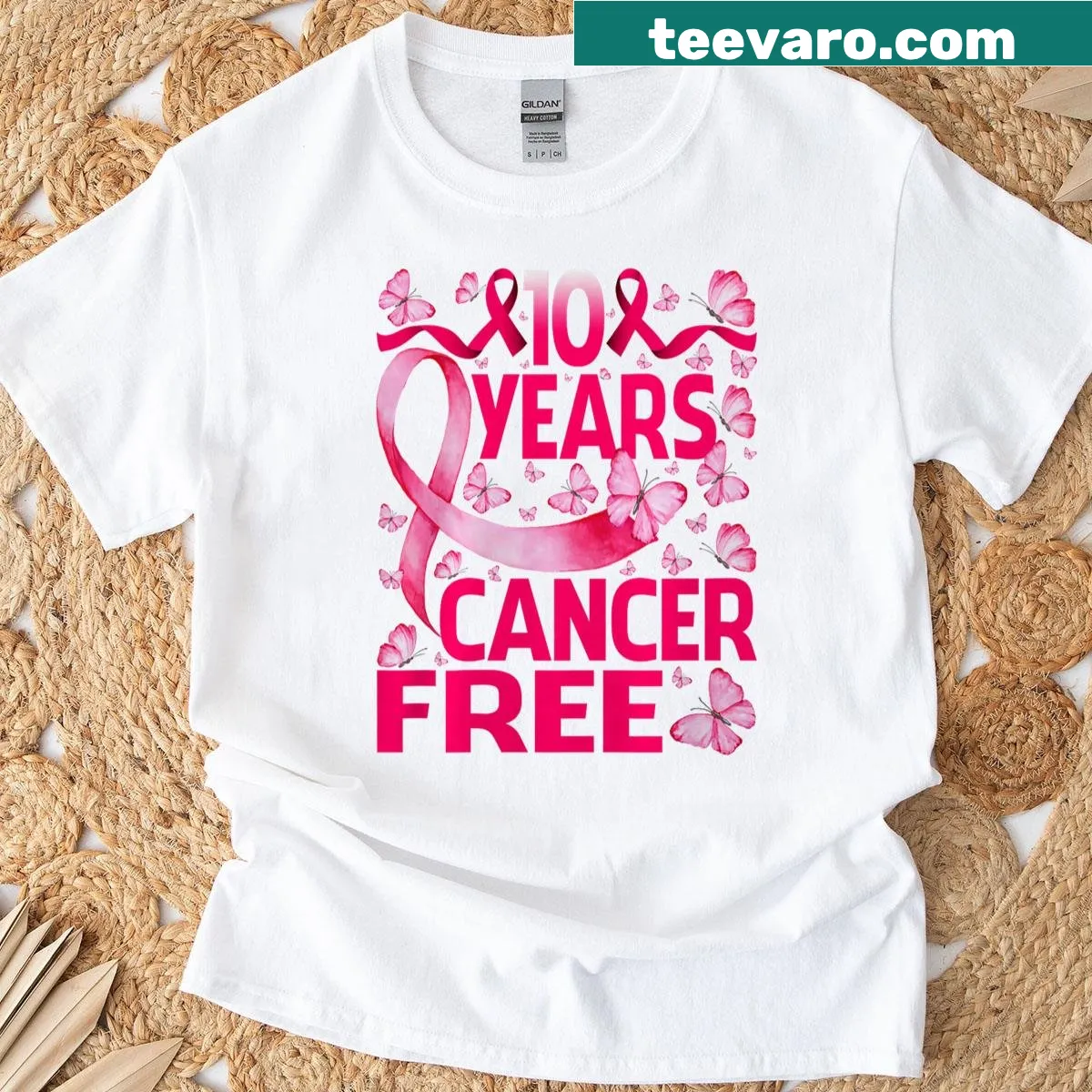 Butterfly design celebrating breast cancer survival — on a men's t-shirt