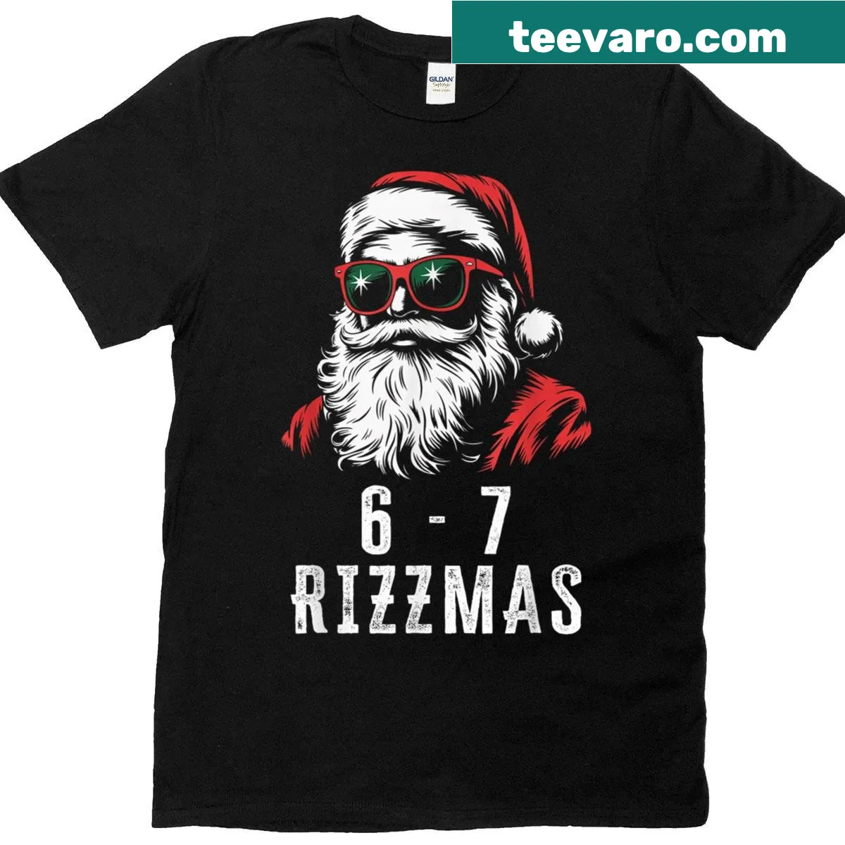 Playful Christmas Rizzmas shirt with Santa illustration — on a men's t-shirt