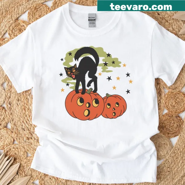 Vintage inspired Halloween T-shirt with classic spooky imagery.