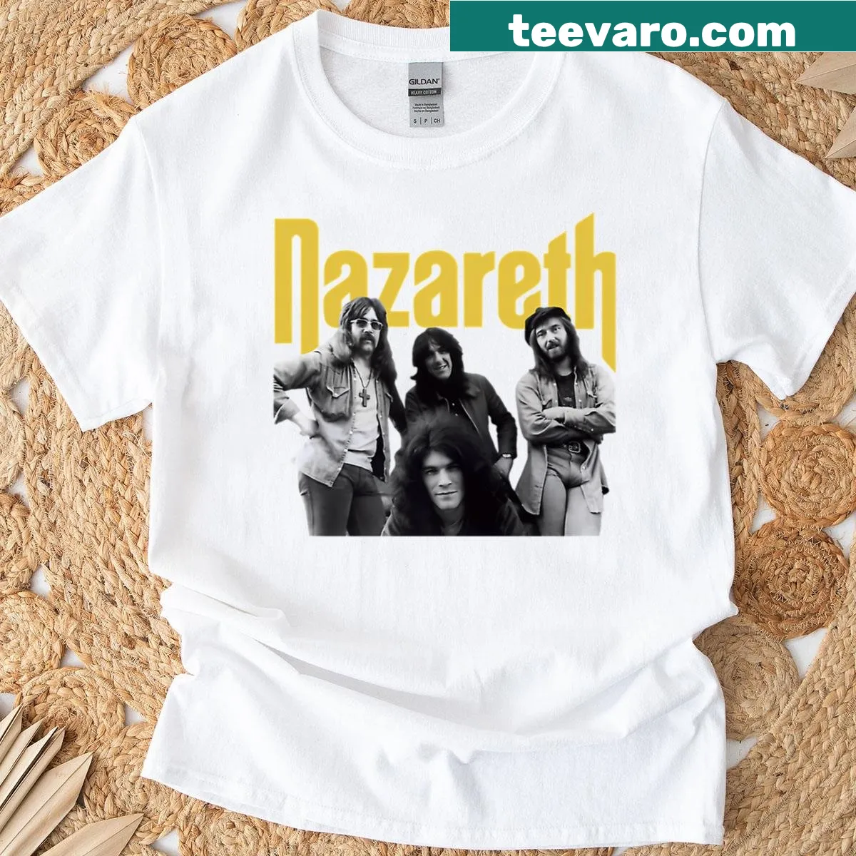 Vintage t-shirt celebrating popular bands and lyrics from the 70s, 80s, and 90s — on a men's t-shirt