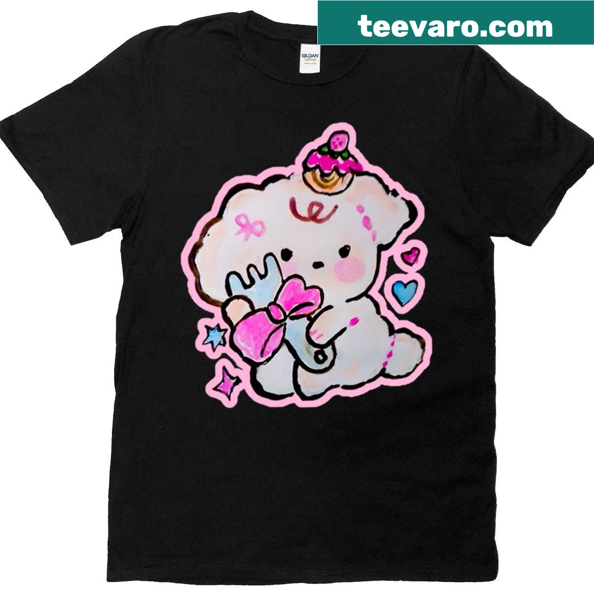 Cute kawaii sheep illustration on a t-shirt — on a men's t-shirt