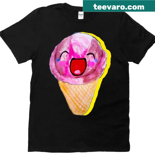 Kawaii watercolor ice cream illustration on a t-shirt.