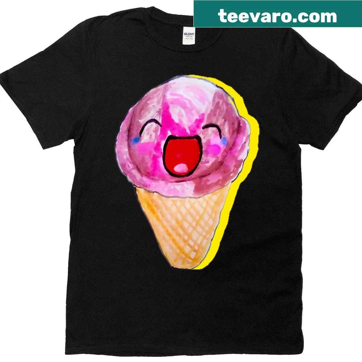 Kawaii watercolor ice cream illustration on a t-shirt. — on a men's t-shirt