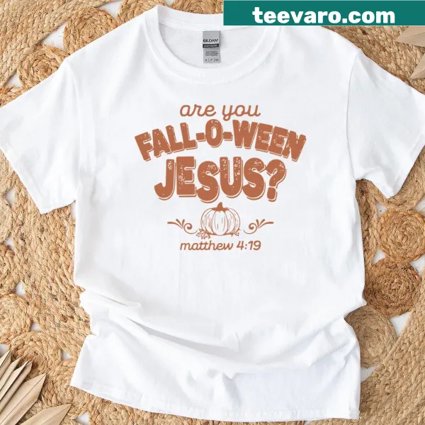 Playful typography T-shirt combining Halloween and faith