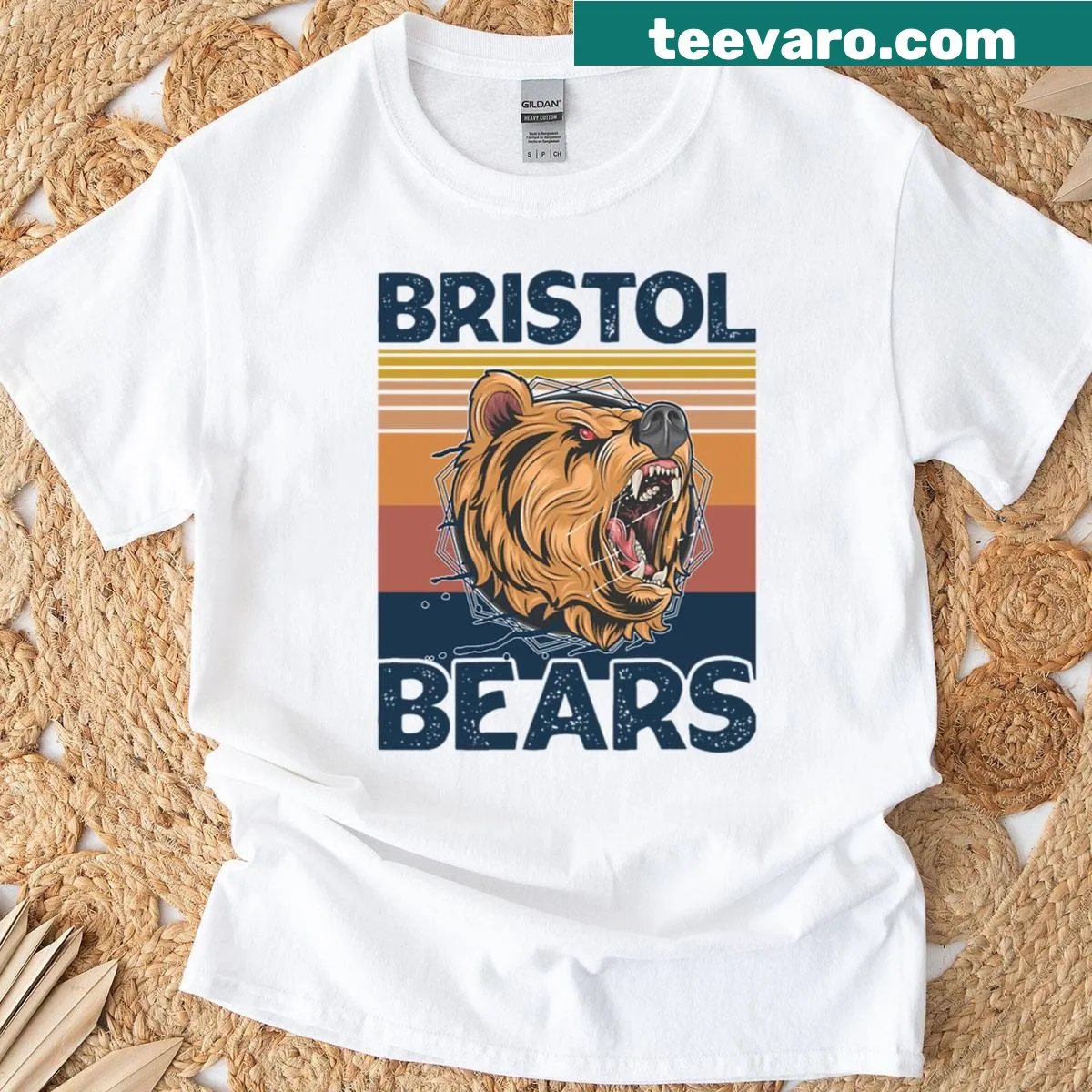 Photographic t-shirt for kids featuring Bristol Bears fan theme — on a men's t-shirt