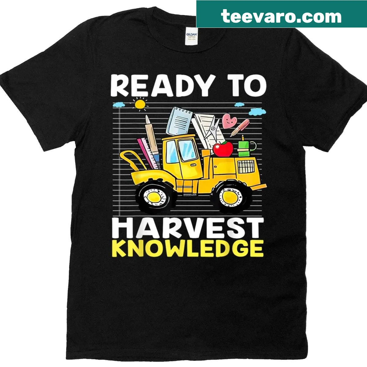 Teacher t-shirt featuring farming and education themes — on a men's t-shirt